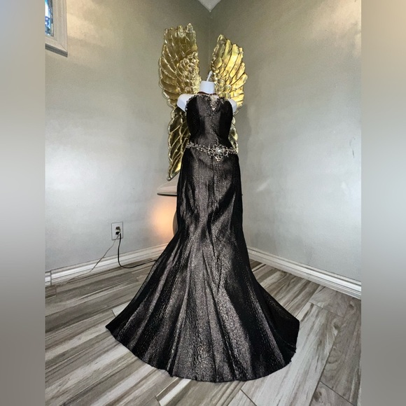 Stunning Gunmetal Gray Gown Embellished: Terani Mermaid Dress, Size 2 - Picture 4 of 17